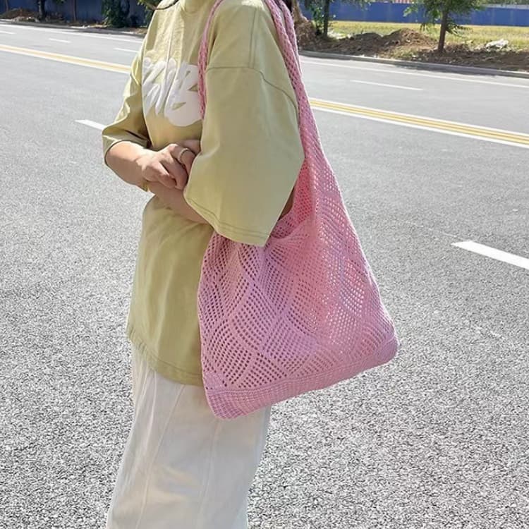 New women's hollow knitted handbag beach bag