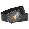 New Men's Western Cowboy Belts Cool Handsome Black PU BELT Material Embossed Design and Stylish Alloy Buckle Men Belt
