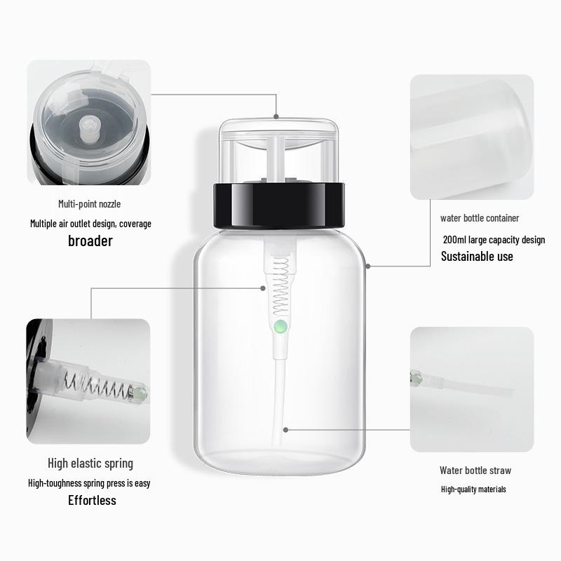 A&Her 200ml Nail Art Cleaning Solution Dispenser with Lock