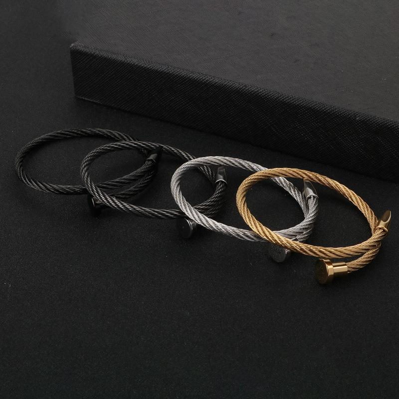 2026 New Nail Steel Wire Bracelet Bracelet, European and American Simple Personalized Metal Texture Jewelry