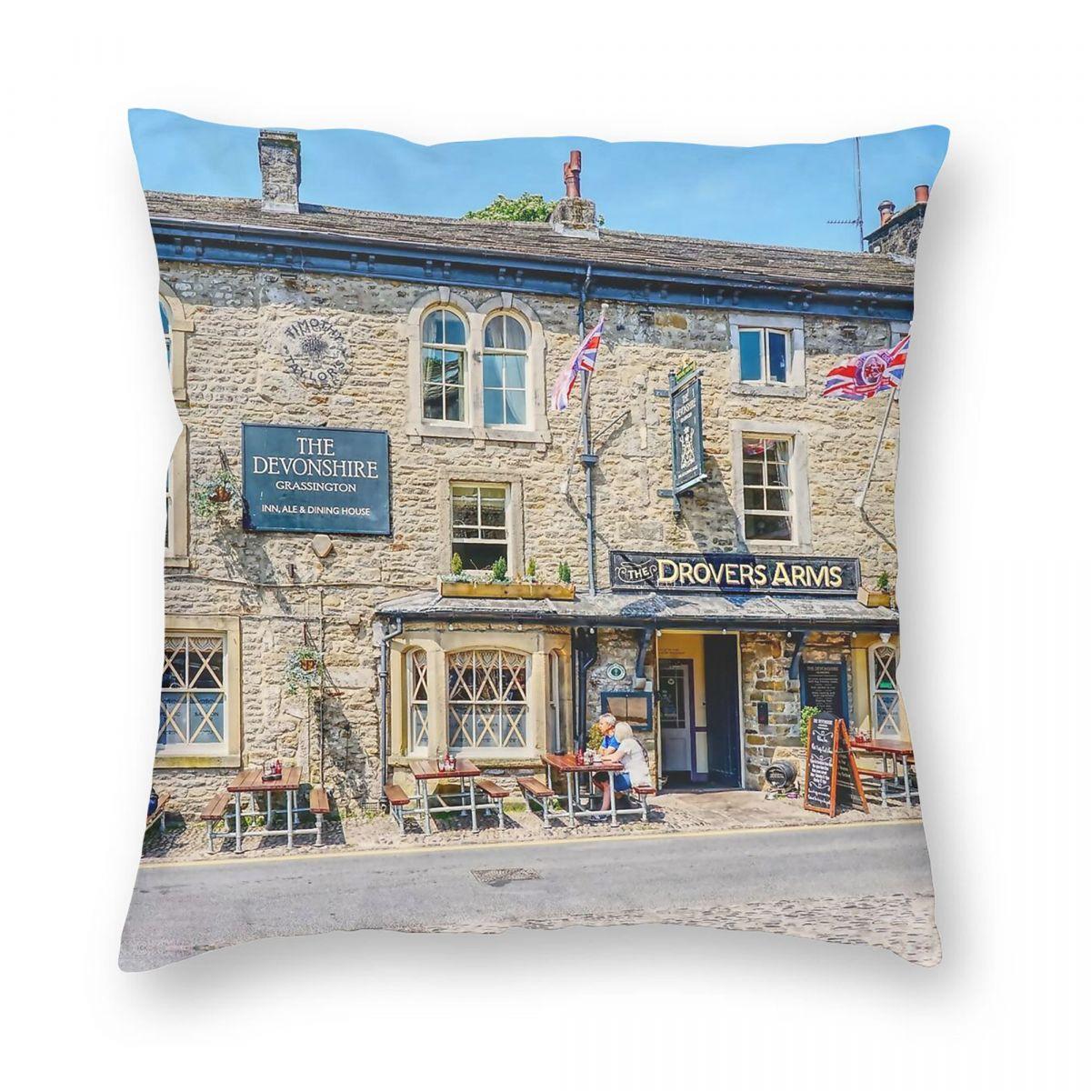Grassington Drovers Arms Square Pillowcase Polyester Linen Velvet Creative Decorative Pillow Case Sofa Seater Cushion Cover 18 Peach skin 18*18(CM)-1Pcs