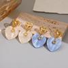 Stainless Steel Heart Cross Earrings - Fashionable Women's Light Luxury Studs
