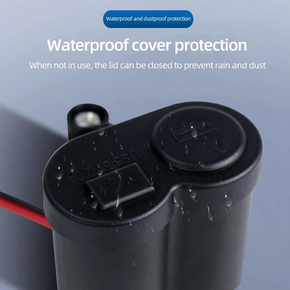 Motorcycle Handlebar Phone Charger Waterproof USB Power Adapter 12V 2.0A with Switch Cigarette Lighter For GPS Navigation DVR