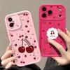 Shockproof Phone Case For iPhone 17 Pro Max Case iPhone 16 15 14 13 Pro Max 11 17e 16e Cherry Bowknots Print Soft Silicone Bumper Cover