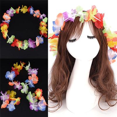 4Pcs/Set Hawaiian Fancy Dress Flower Necklace Garland Headband Party Costume