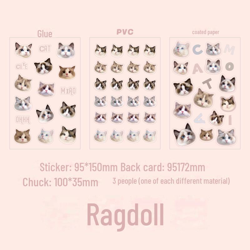Mr. Paper Cat Head Series Cute Cartoon Stickers, 4 Types