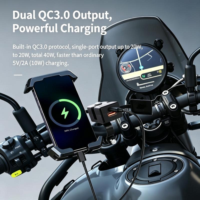 Waterproof Dual USB Charger for Motorcycle Electric Bike Scooter Quick Charge Adapter for Outdoor Riding