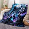 Bohemian Wolf-Themed Flannel Throw Blanket – Hypoallergenic Soft Polyester Quilted Bedding Digital HD Printed