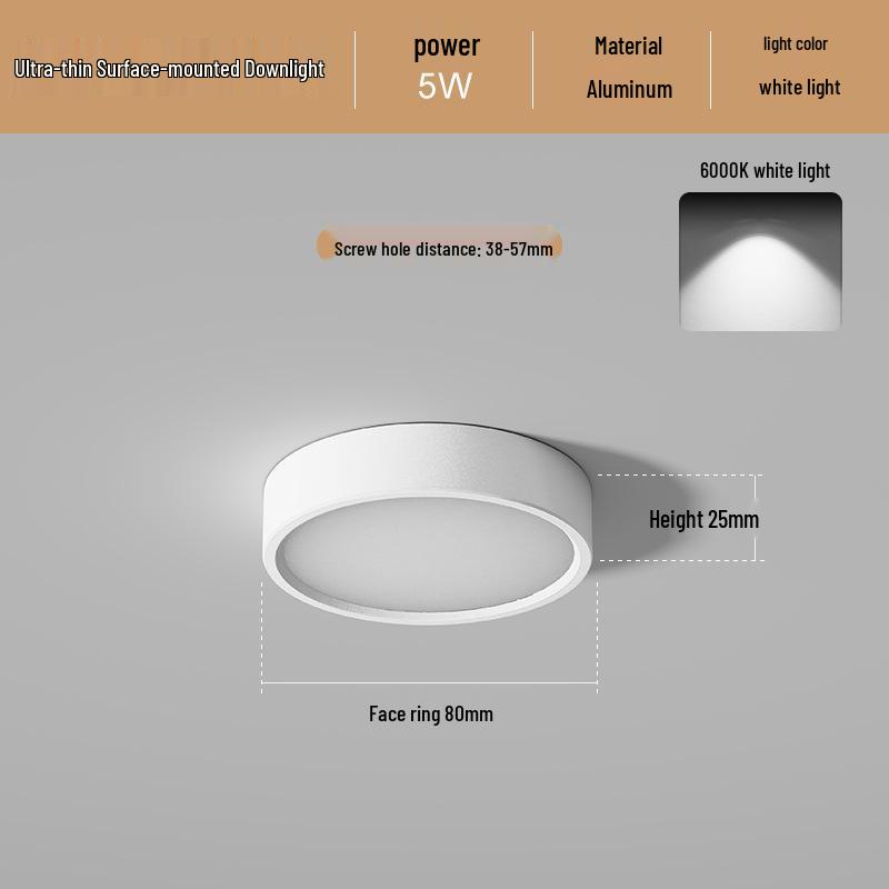 Ultradünne LED Aufbau Deckenleuchte Rund für Gänge, Flure, Eingangsbereiche - Stanzfreie Installation