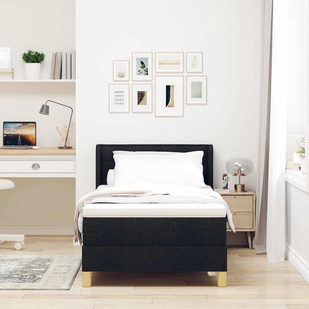Box Spring Bed with Mattress Black 200 x 90 cm Fabric