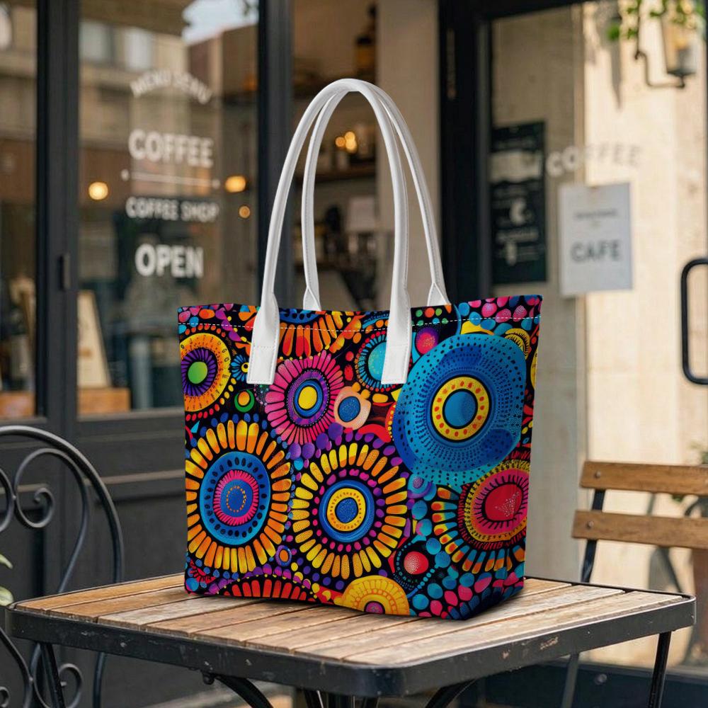 Colorful Sunflower Print Tote Bag Fashion Casual Shoulder Bag for Outdoor Shopping Daily Use