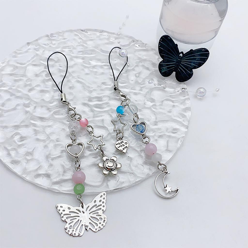 Phone Lanyard Wrist Strap Star Charm Keychain Bowknot Heart Phone Charm Antilost Cellphone Strap Hanging Cord for Women