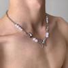 Unisex Hip Hop Butterfly Pearl Necklace - High-End Clavicle Chain with Unique Design