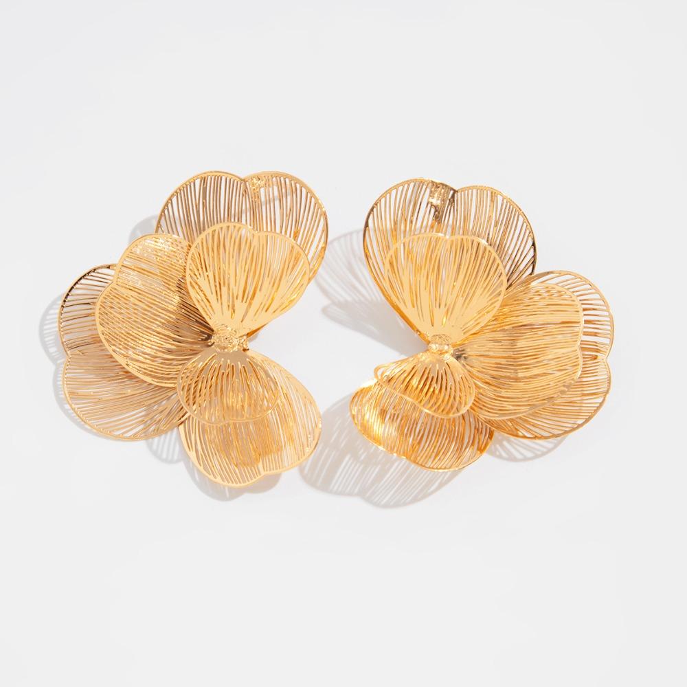 

Золотые серьги-пирсинг Преувеличенные серьги-гвоздики Новые серьги-гвоздики в виде лепестков цветка Подарки B-Gold