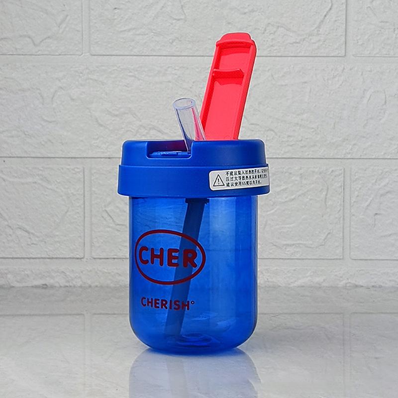 Милый мини многоразовый пластиковый стаканчик 300 мл с трубочкой студенческий портативный стаканчик для воды с трубочкой