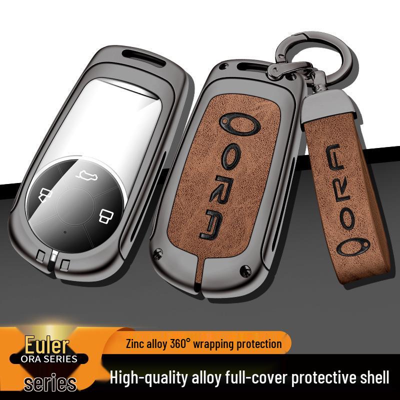 Genuine Leather Key Fob Holder for Great Wall ORA: Good Cat, Ballet Cat & Lightning Cat - Women's Premium Design