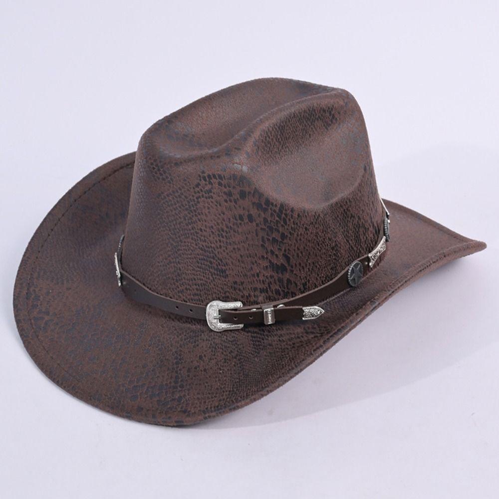 Wide Brim Cowgirl Jazz Hat Serpentine Visor Caps Gentleman Knight Hat  Outdoor
