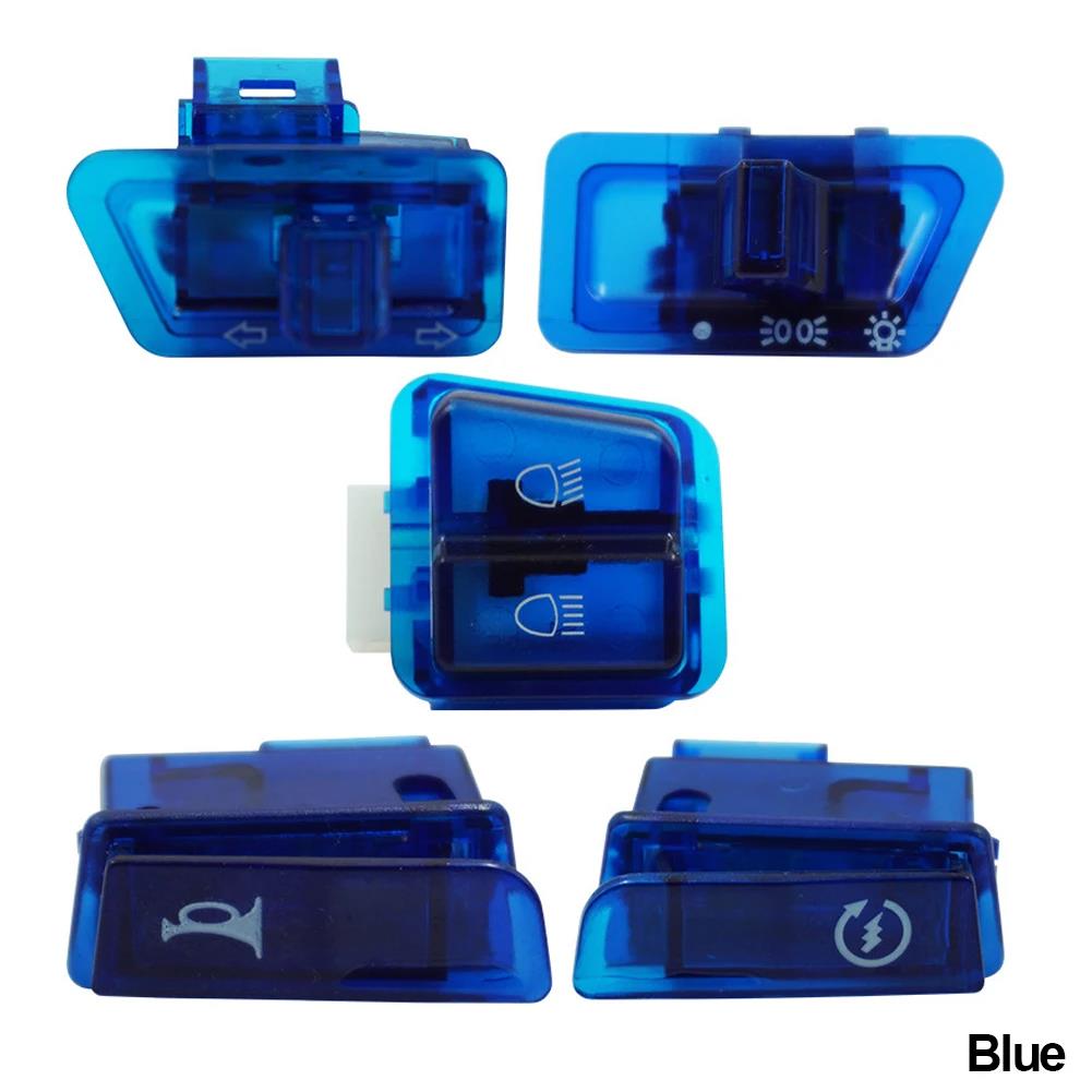 5PCS Motorcycle Start Switch Horn Light Turn Signal High Low Beam Button Switch Connecters for Scooter ATV Moped Accessories