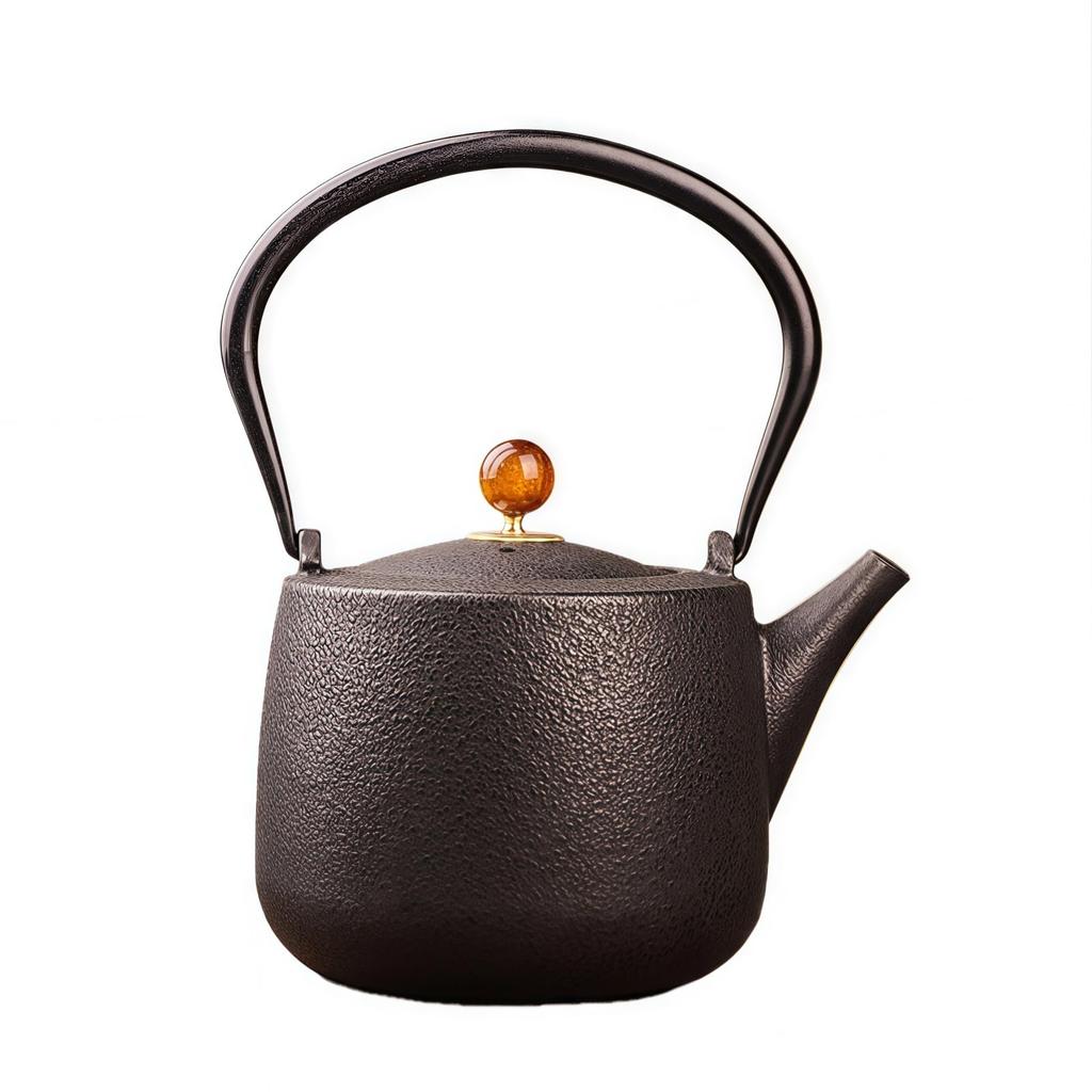 OULOVECO Cast Iron 1200ml Large Suitable for Direct Heat and Induction Includes 304 Stainless Steel Ideal for Tea Healthy and Gifting Teapot,