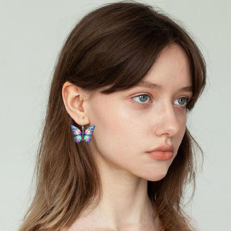 1 par avançado simples fresco temperamento acrílico plano personalizado borboleta pendurado brincos diy decoração