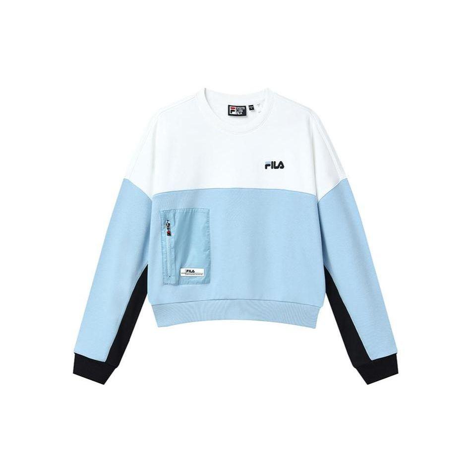 

FILA Color Block Letter Logo Crew Neck American Style Sweatshirt Women sweatshirt Light-Blue Pink F11W149210FLB S