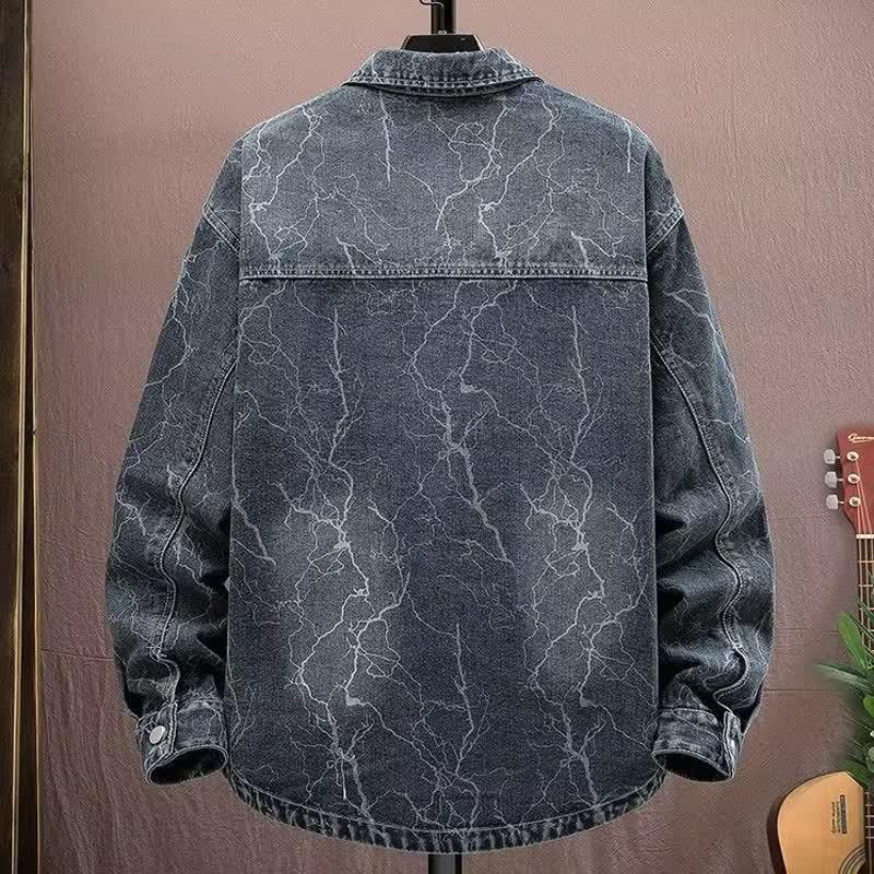 Herren Retro Denim Reversjacke - Gewaschen, Used-Look und Cool für Herbst/Winter High Street Mode.