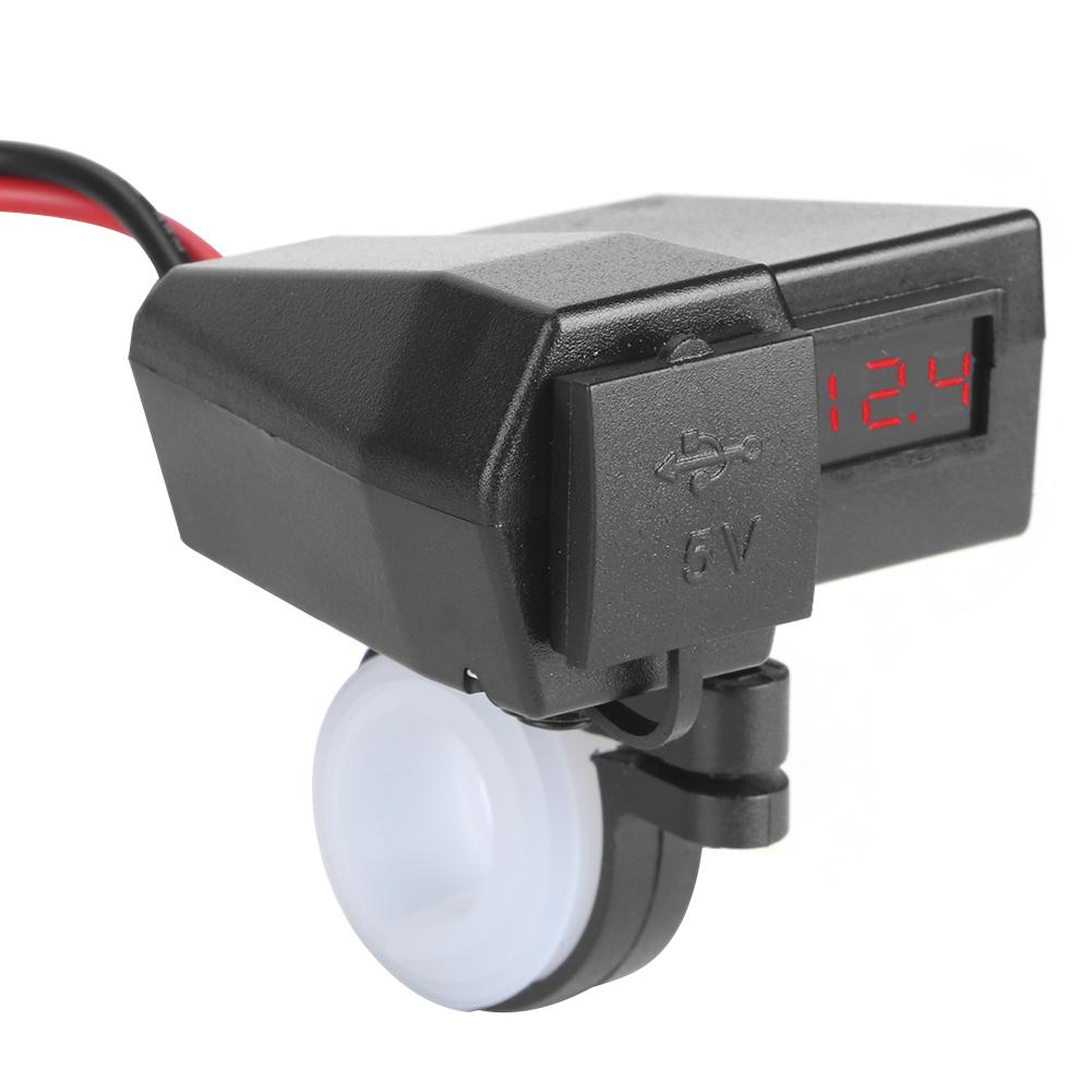   Motorcycle Dual USB   Socket Adapter with Voltmeter Display