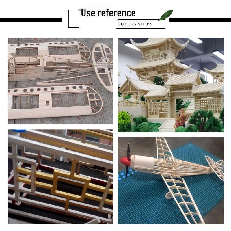 DIY Handmade Balsa Wood Round Rods and Strips for Model Building and Aircraft Model Kits