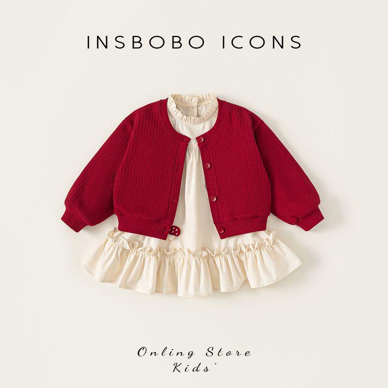 Insbobo Girls  Suit Spring Baby Girl Suit Dress 2026 New Style Little Girl Fashionable Clothes Kidsren s Spring Clothing Red 100