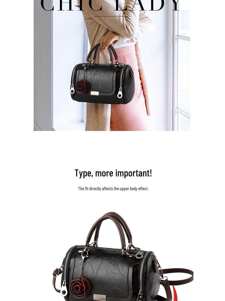 2019 Women's Summer Fashion Soft Leather Boston Pillow Handbag & Crossbody Bag