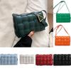 Classy Plaid Pu Leather Women Shoulder Bag Woven Soft Square Hand Chain Bag Gift