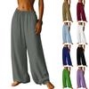 Women Loose Fit Wide Leg Elastic Waist Drawstring Palazzo Pants Casual Lightweight Summer Trousers for Daily Wear
