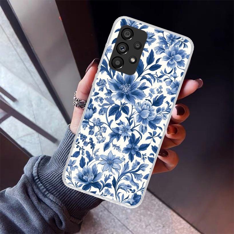 

Blue And White Porcelain Phone Case For Samsung Galaxy A12 A52S A42 A32 A22 A51 A50 Note 20 Ultra 10 S10 Plus A71 A70 A31 A30 A1 Samsung A10