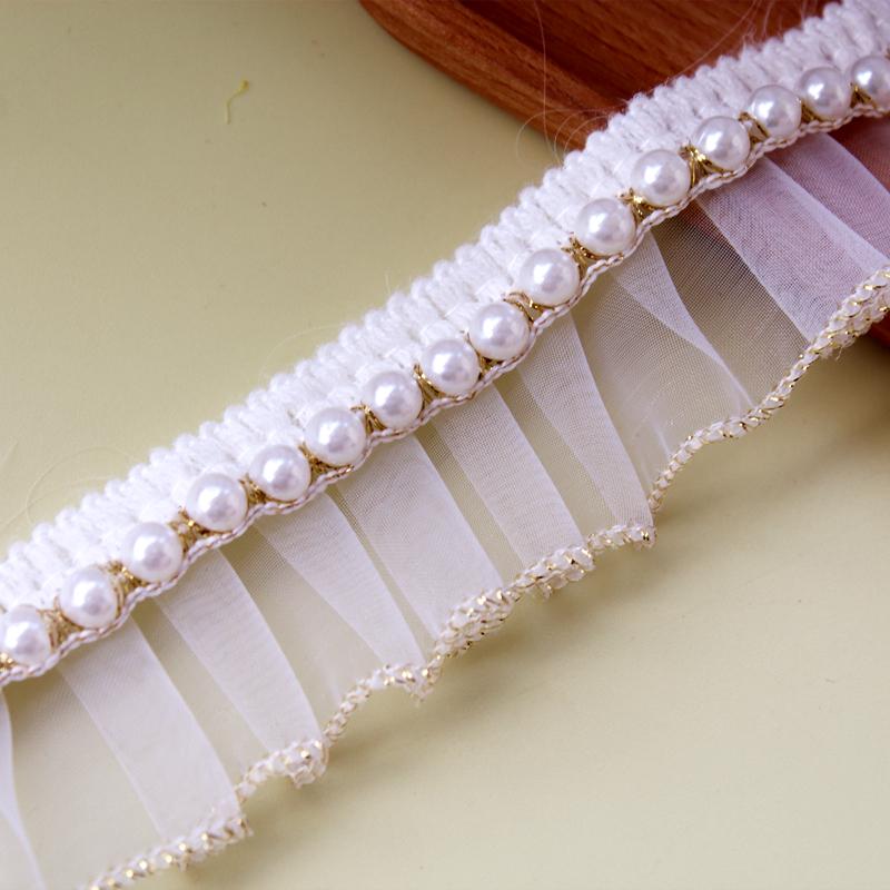 Japanese-Korean Pearl Lace Trim for DIY Clothing and Home Textiles