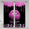 2pcs Lips Printed Translucent Curtains Multi-scene Polyester Rod Pocket Decor Curtains For Living Room Playroom Bedroom Home