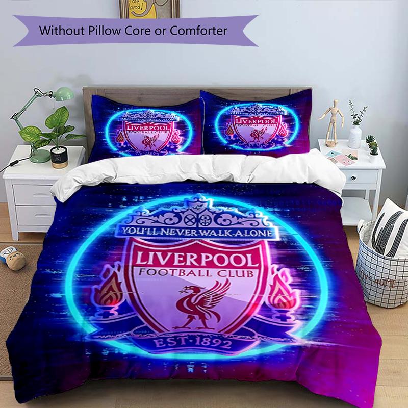 Set copripiumino 3 pezzi (1*Copripiumino + 2*Federe, Senza Nucleo),Set Biancheria da Letto con Stampa Liverpool F.C, Decorazione Camera da Letto, Per Tutte le Stagioni, Regalo di Compleanno