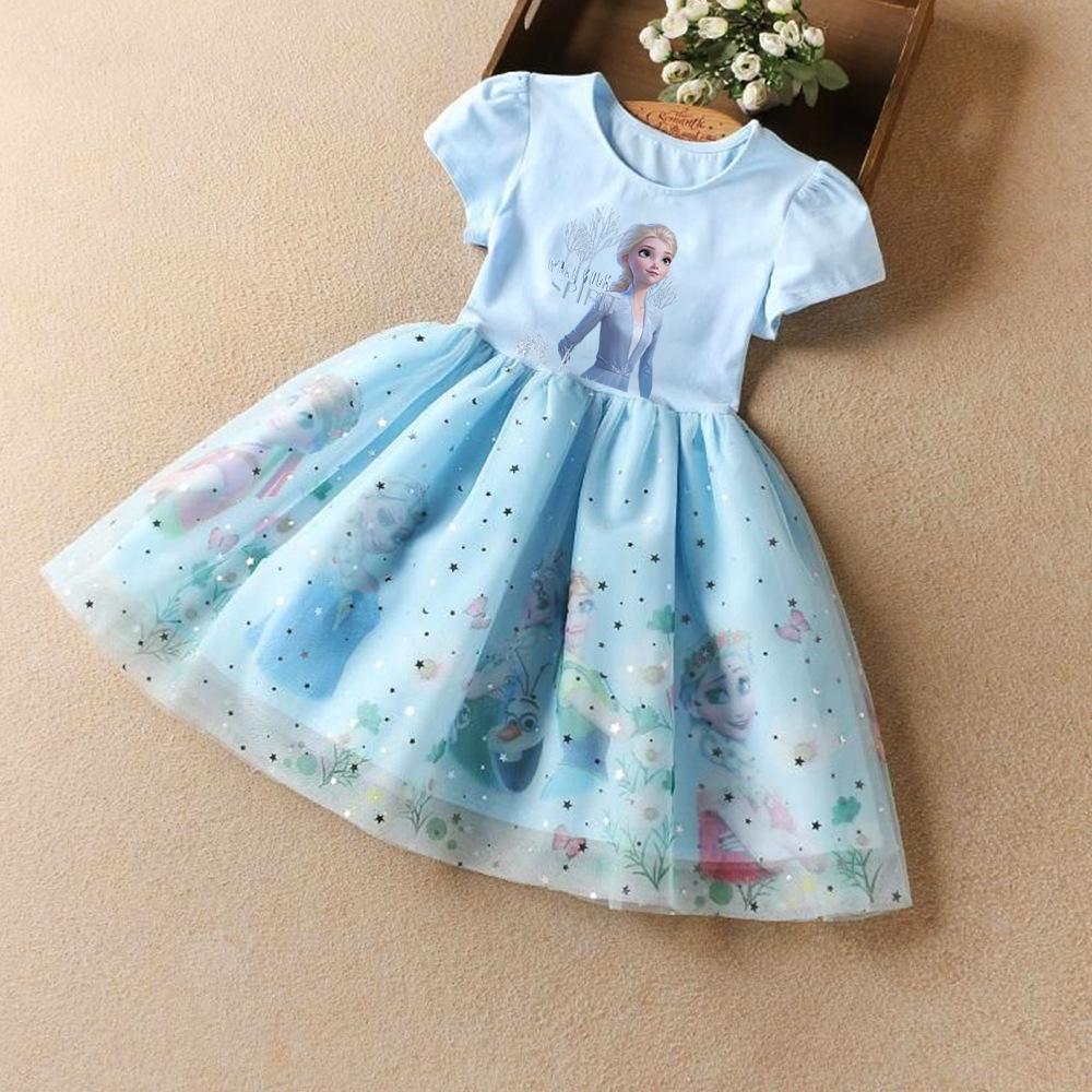 

Летнее платье принцессы Эльзы 2025 - Зачарованный лед и снег, детская мода 110 cm