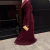 2025 Autumn Elegant Purple Long Sleeve Tie-up Dress