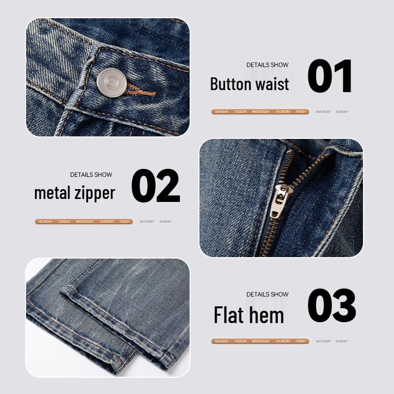 Jeep Vintage American Style Washed Straight-Leg Denim Jeans
