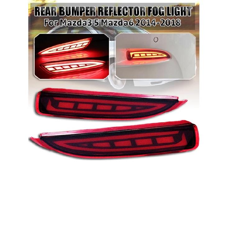2pcs Car LED Rear Fog Lamp Bumper Light For Mazda 3 5 6 2014-2018 Multi-function Auto Brake Light Dynamic Turn Signal Reflector