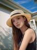 Women Wide Brim Flat Top Sun Hat With Black Woven Band Beach Hat