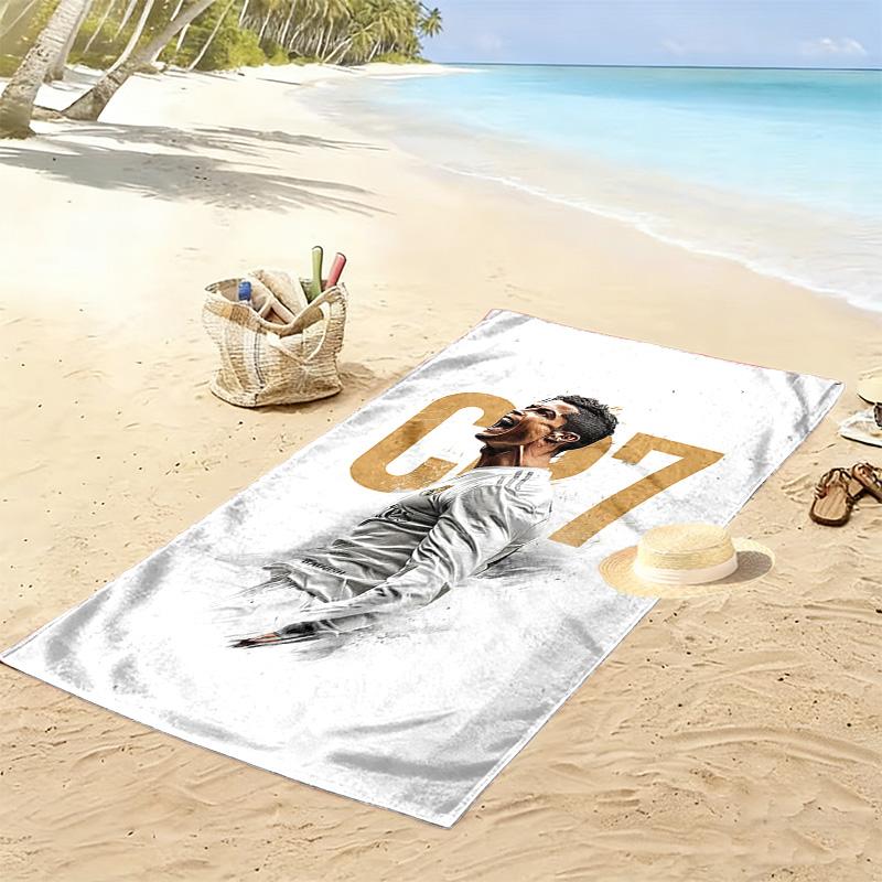 Asciugamano da Spiaggia con Stampa di Cristiano Ronaldo, Asciugamano Grande Morbido ad Asciugatura Rapida per Spiaggia Campeggio Nuoto