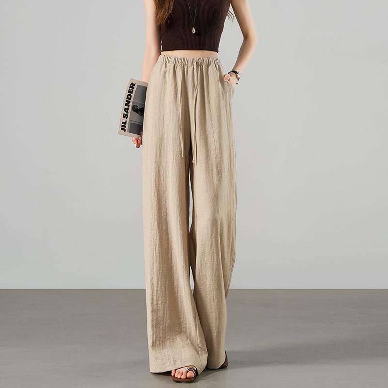 YAMAMOTO Women's Linen Pants - Summer 2026 High Waist, Drapey, Casual, Narrow Straight, Wide-Leg Style.