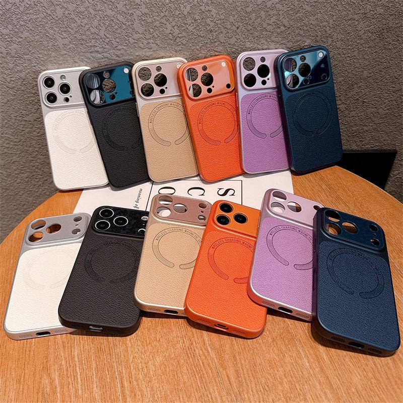 Magnetic Leather Texture iPhone 17 Pro Max Case, Compatible with Models 13-16, Cross-Border Design