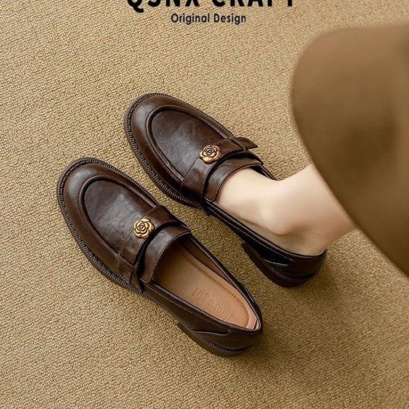 

Женские осенние новые ретро маленькие кожаные туфли из мягкой кожи на мягкой подошве и туфли-лодочки на один педаль 40 темно-коричневого