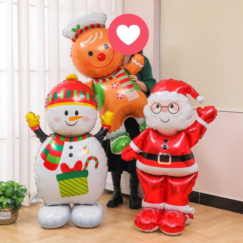 90cm Standing Santa Claus Foil Balloon Large Foil Balloon for Christmas Holiday Party Decorat 2026 New Year Birthday Easter Gift