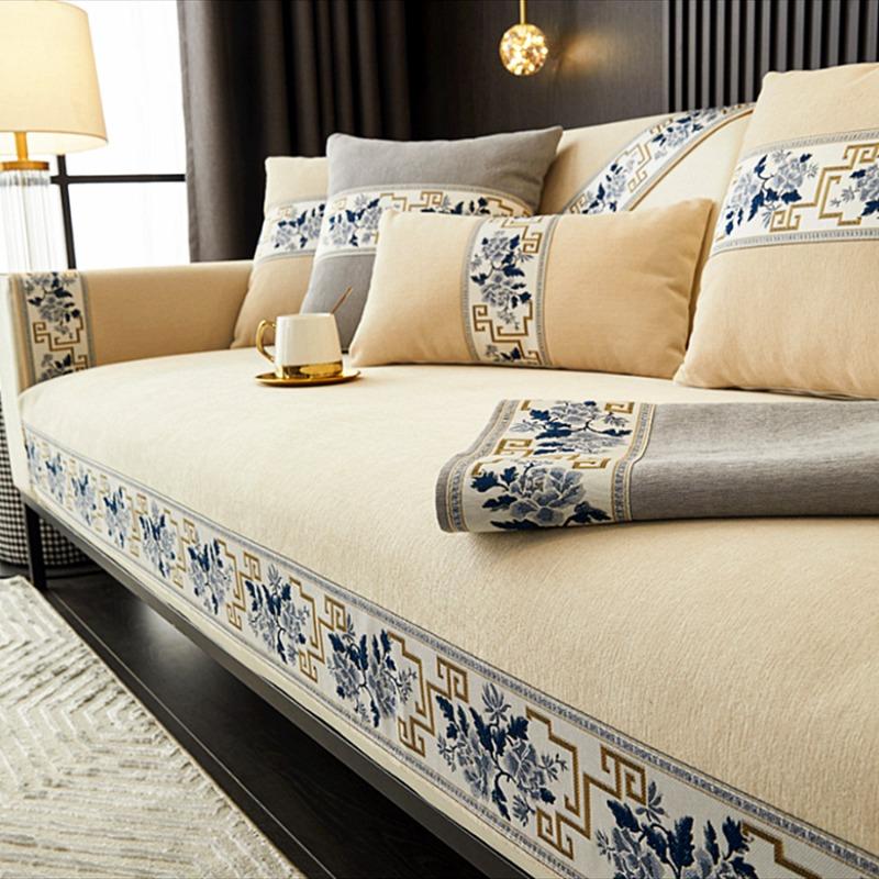 new chinese style Sofa Cover Cushion Four Seasons Sofa Towel Modern Simple Living Room Corner Couch Chenille polyester Armrest Towel
