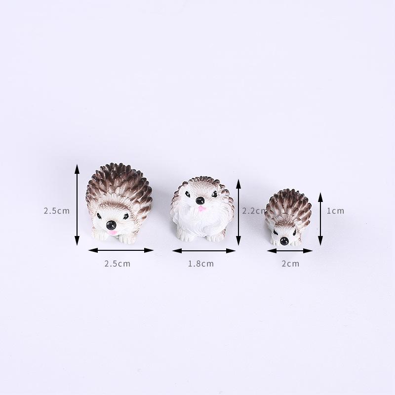 3pcs Cute Resin Hedgehogs Miniatures, Fairy Garden Home Desk Ornament Accessories, Moss Micro Landscape DIY Craft Decoration