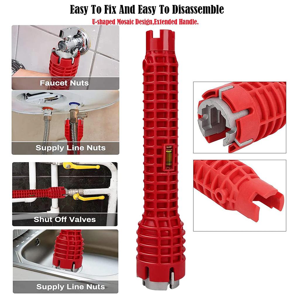 Flume Wrenches Kitchen Faucet Sink Plumbing Spanner Installer Toilet Bowl Basin Installation Metal Sleeve Key with Level