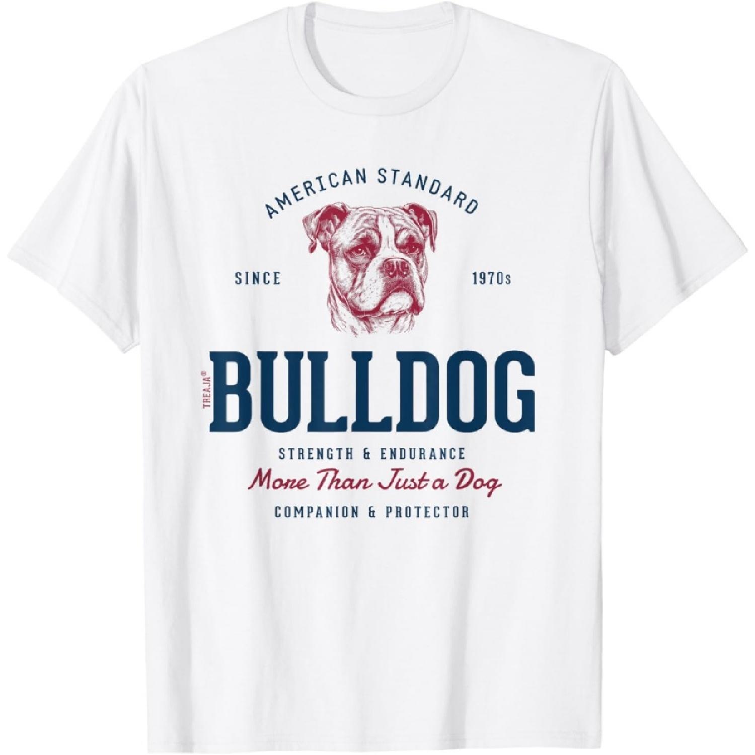 Винтажная футболка в ретро-стиле с американским бульдогом для мужчин, женщин, детей S
